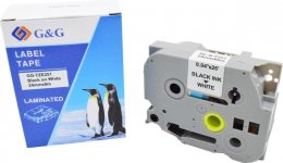 Кассета с лентой G&G TZE251, 2.4 см x 8 м, черный на белом, совместимая (GG-TZE251)