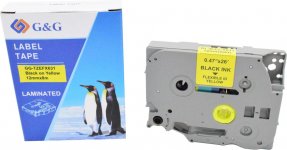 Кассета с лентой G&G TZEFX631, 1.2 см x 8 м, черный на желтом, совместимая (GG-TZEFX631)