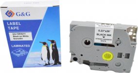 Кассета с лентой G&G TZES211, 6 мм x 8 м, черный на белом, совместимая (GG-TZES211)