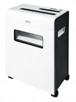 Шредер Deli E9911-EU, секретность 4/P-4, фрагменты - 4 мм x 2.5 см, объем 16 л, кол-во листов до 8 шт., скрепки, скобы, карты, CD, белый/черный