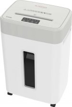 Шредер Gladwork Energy P-18MD, секретность 4/P-5, 350 см/мин., фрагменты - 2 мм x 1.2 см, объем 35 л, кол-во листов до 15 шт., скрепки, скобы, карты, CD, белый (P-18MD)