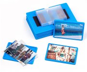 Магнит акриловый прямоугольный 84х59 мм под фото вставку 74х49 голубой