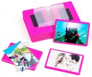 Магнит акриловый прямоугольный 84х59 мм под фото вставку 74х49 фуксия