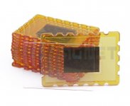 Акриловый прямоугольный магнит заготовка «Марка» оранжевый-прозрачный