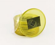 Заготовка для магнита акриловая Круг фото вставка D-70 мм жёлтый прозрачный