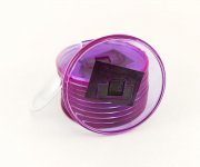 Заготовка для магнита акриловая Круг фото вставка D-70 мм фиолетовый-прозрачный