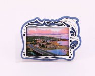 Заготовка для магнита деревянная «Дельфин» фото вставка 74х49 мм синий