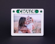 Заготовка фоторамка на магните с акриловым стеклом 100х70 мм внутр надпись зеленый