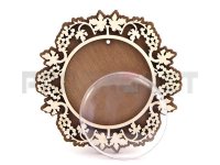 Деревянная магнитная заготовка, со стеклом полусфера 54 мм (узор Виноград)