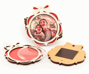 Заготовка для магнита «Шар новогодний» вставка d-68мм, стекло полусфера под наполнение, красный