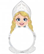 Магнит Снегурочка заготовка под круглое стекло полусфера белый d-54 мм