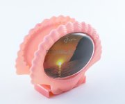 Салфетница пластиковая сборная «Морская ракушка» 112х91х45 с двумя фото вставками овал 85х63, под наполнение, розовый